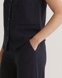 Navy Pinstripe Trousers