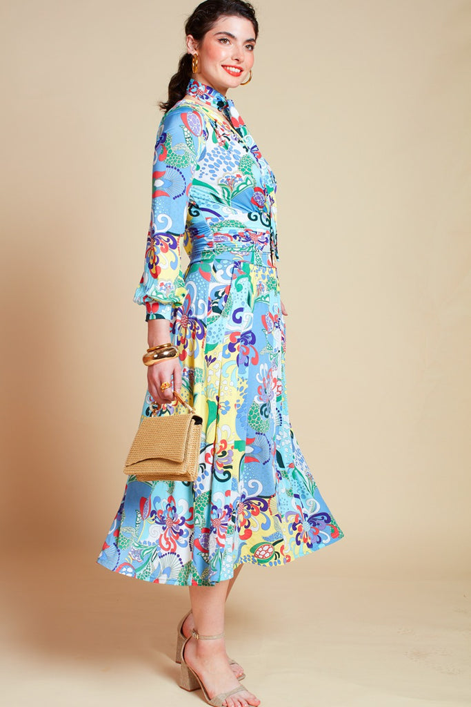 Sharon midi dress in bardot print