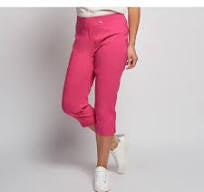 Cropped length trousers in Rose pink