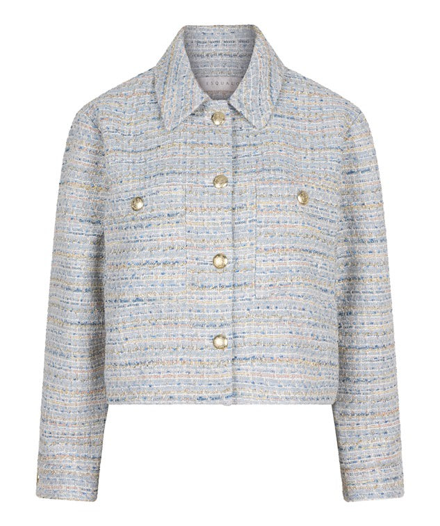 Pale gold Blue and Cream Boucle Jacket