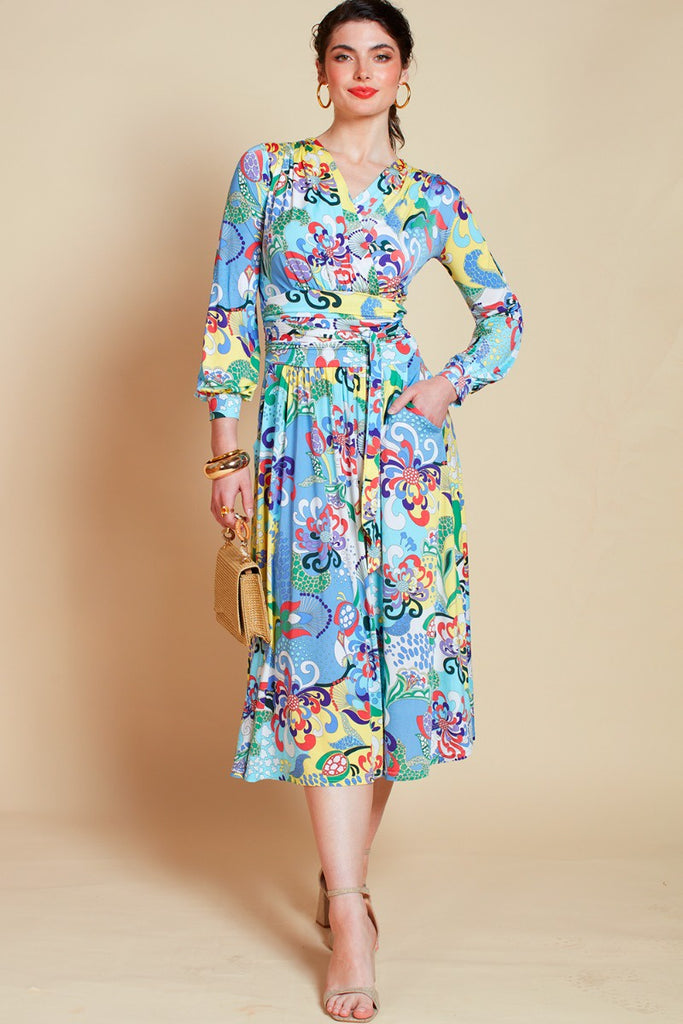 Sharon midi dress in bardot print