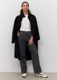 Navy Wide Leg Cotton Trousers