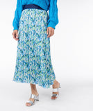 Blue Printed Pleated Skirt