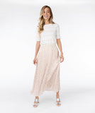Peach Cream and Biscuit Pleated Skirt