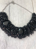 Small Collar - Black Crystal with Black Lace Trim