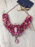 V Collar in Pink Hot Pink and Red Crystals