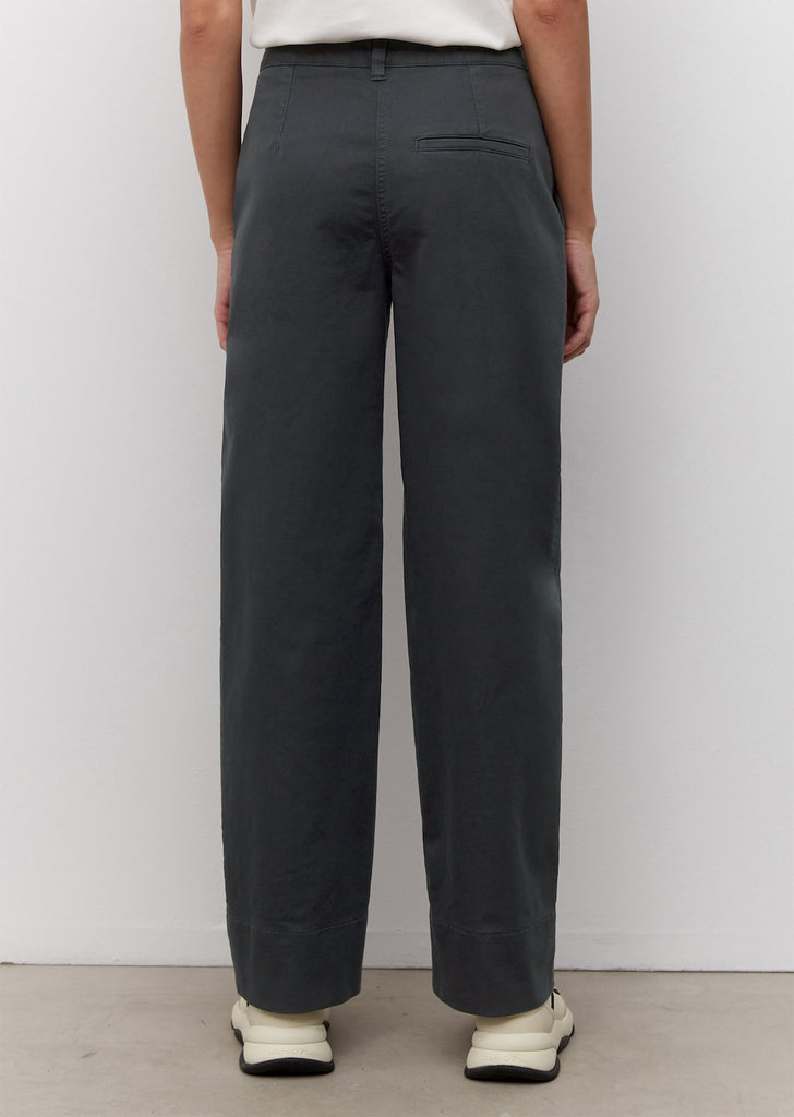 Navy Wide Leg Cotton Trousers