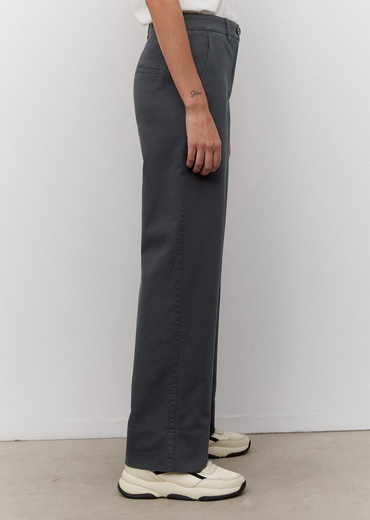 Navy Wide Leg Cotton Trousers