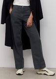 Navy Wide Leg Cotton Trousers
