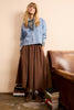 Oui Cognac Taffeta Skirt