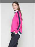 Pink Navy & Green Wool Jumper