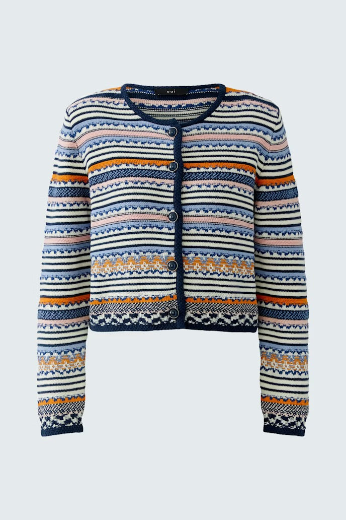 Cardigan in Multicolour structure jacquard