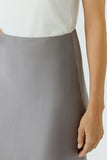 Silver Slip Skirt with asymmetric hem