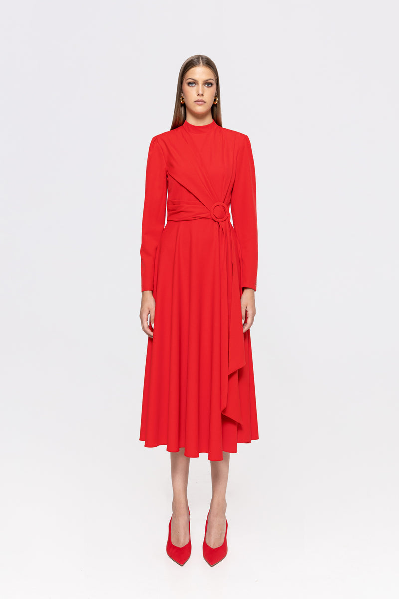 A-LINE Crepe Midi Dress