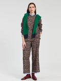 Shirt with animal print and blue striped details