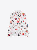 off white shirt with an adventure inspired pattern