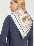 Square silk scarf with card illustration