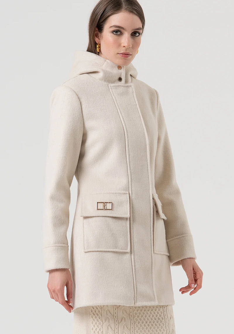 Hooded Wool Coat with Pocket detail