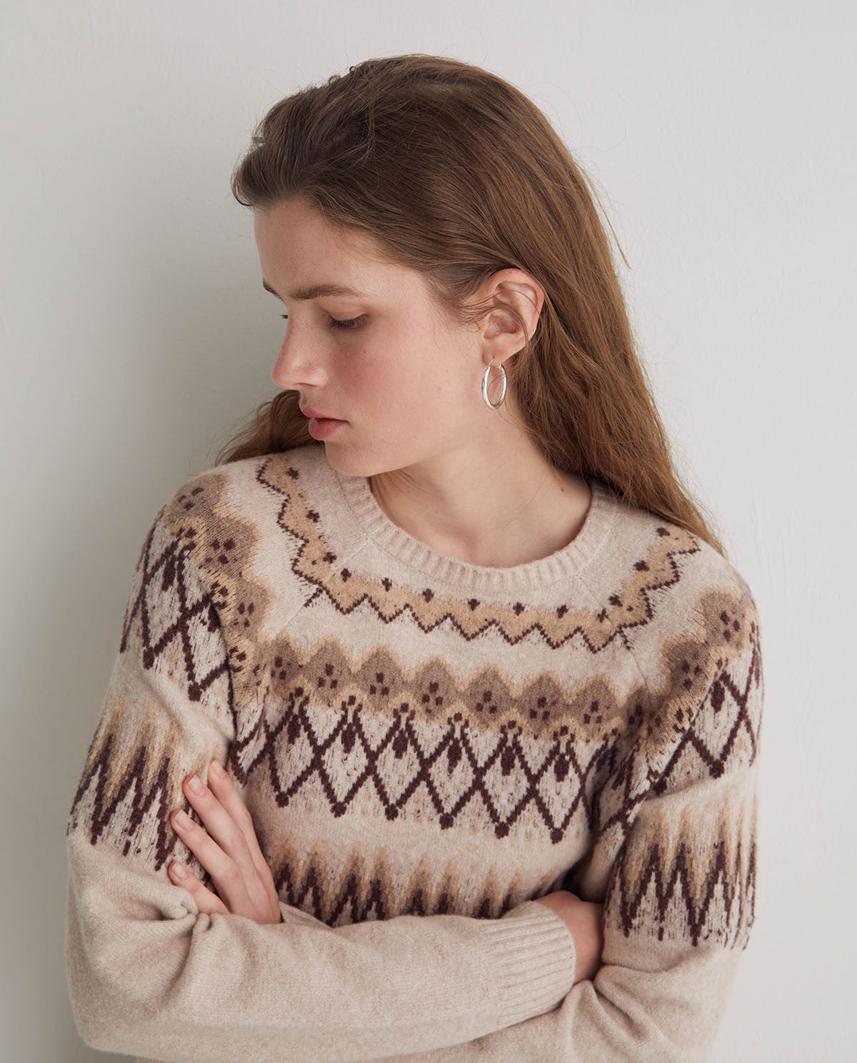 Jacquard sweater with Fairisle pattern