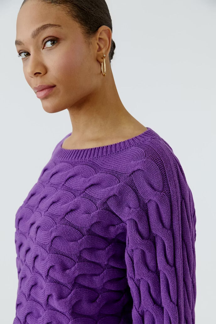 Cable pullover in purple