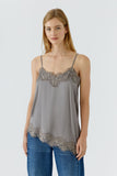 Silver/grey camisole with lace trim