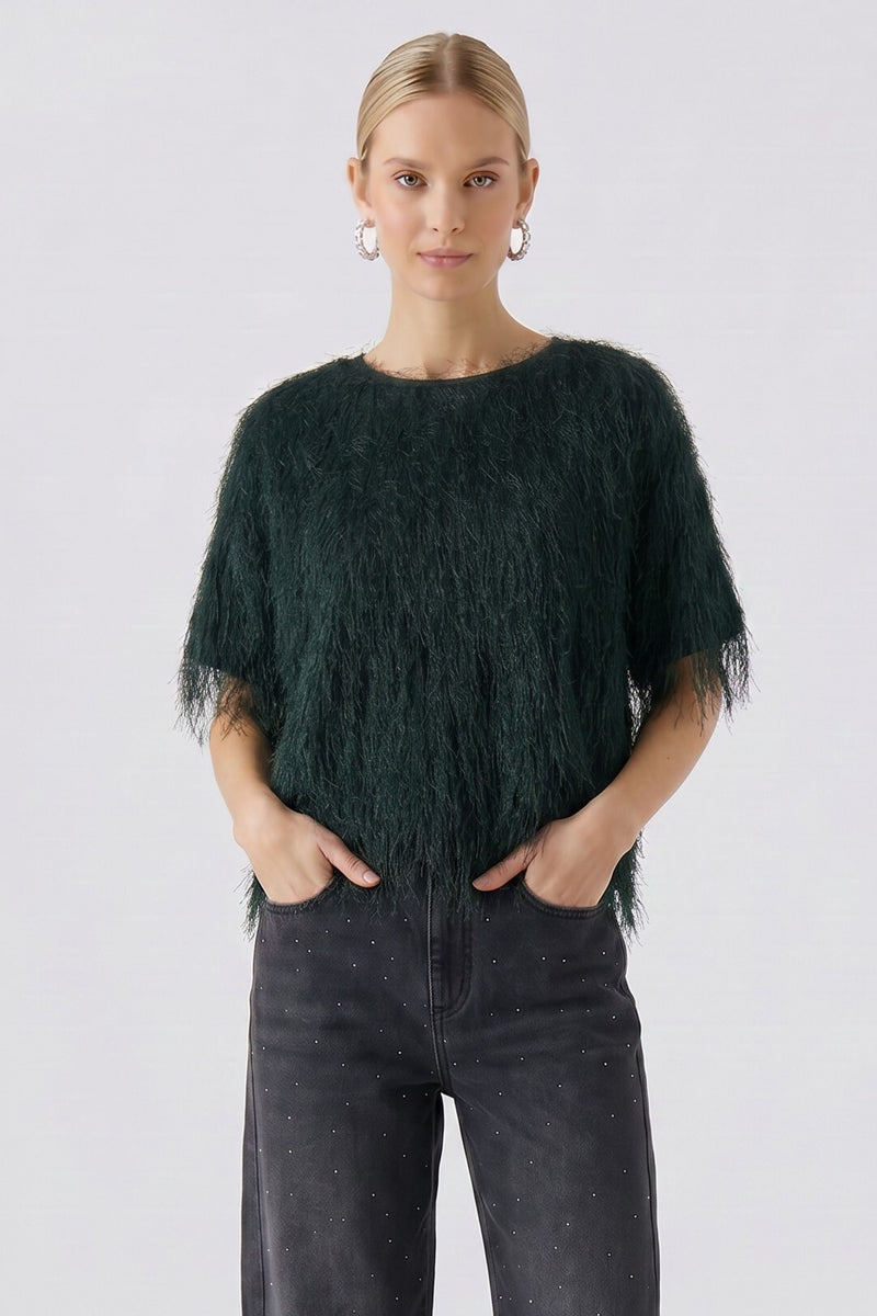 Forrest green shaggy style jumper