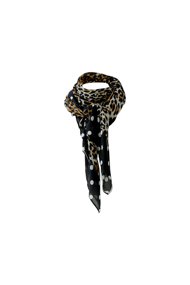 black and leopard print scarf