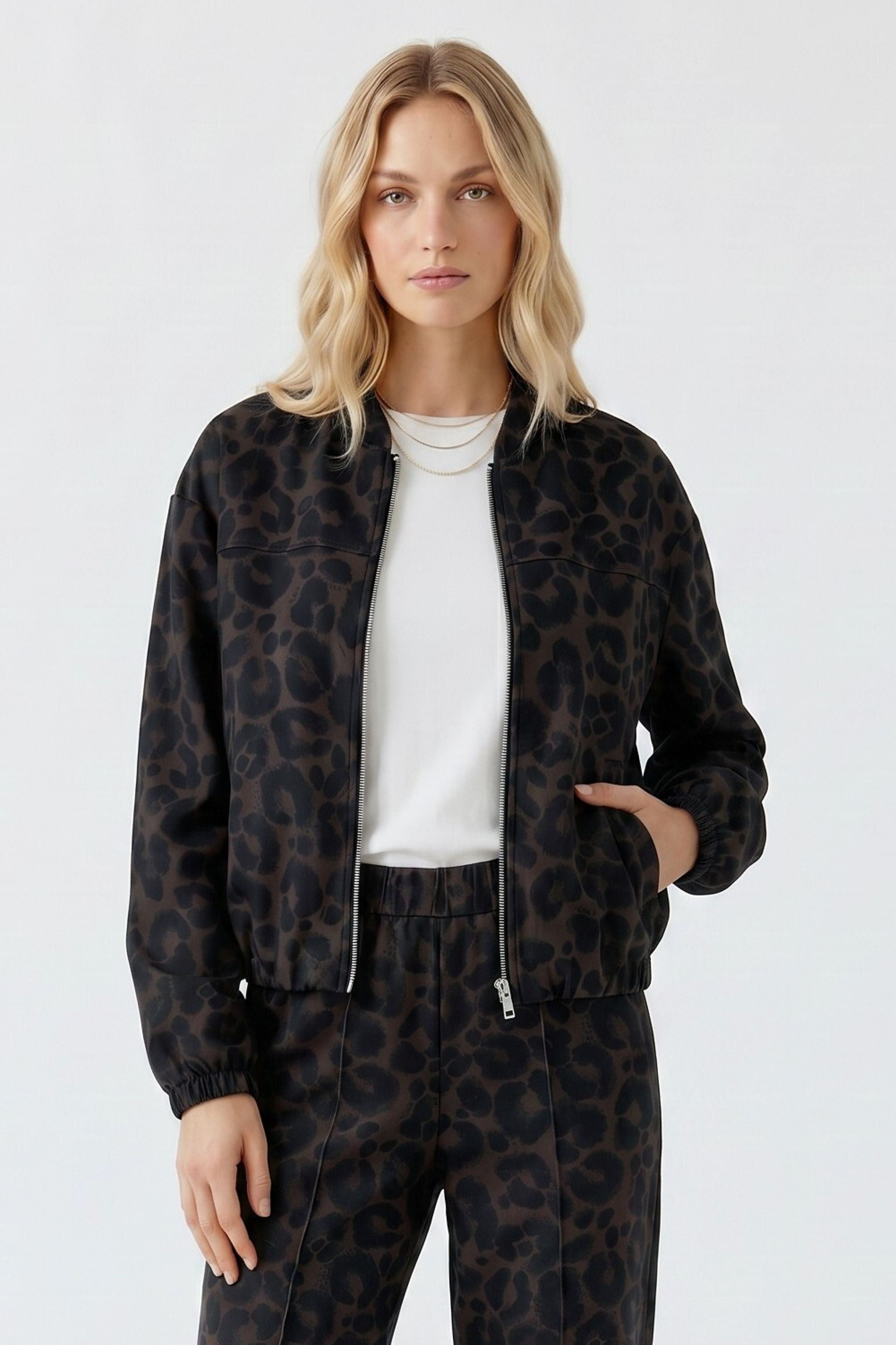 Leopard Soft Scuba Zip Top