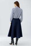 Blue andWhite Striped Shirt wit Large Bow