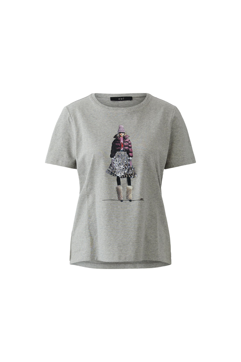 Oui tshirt in Grey with Silhouette