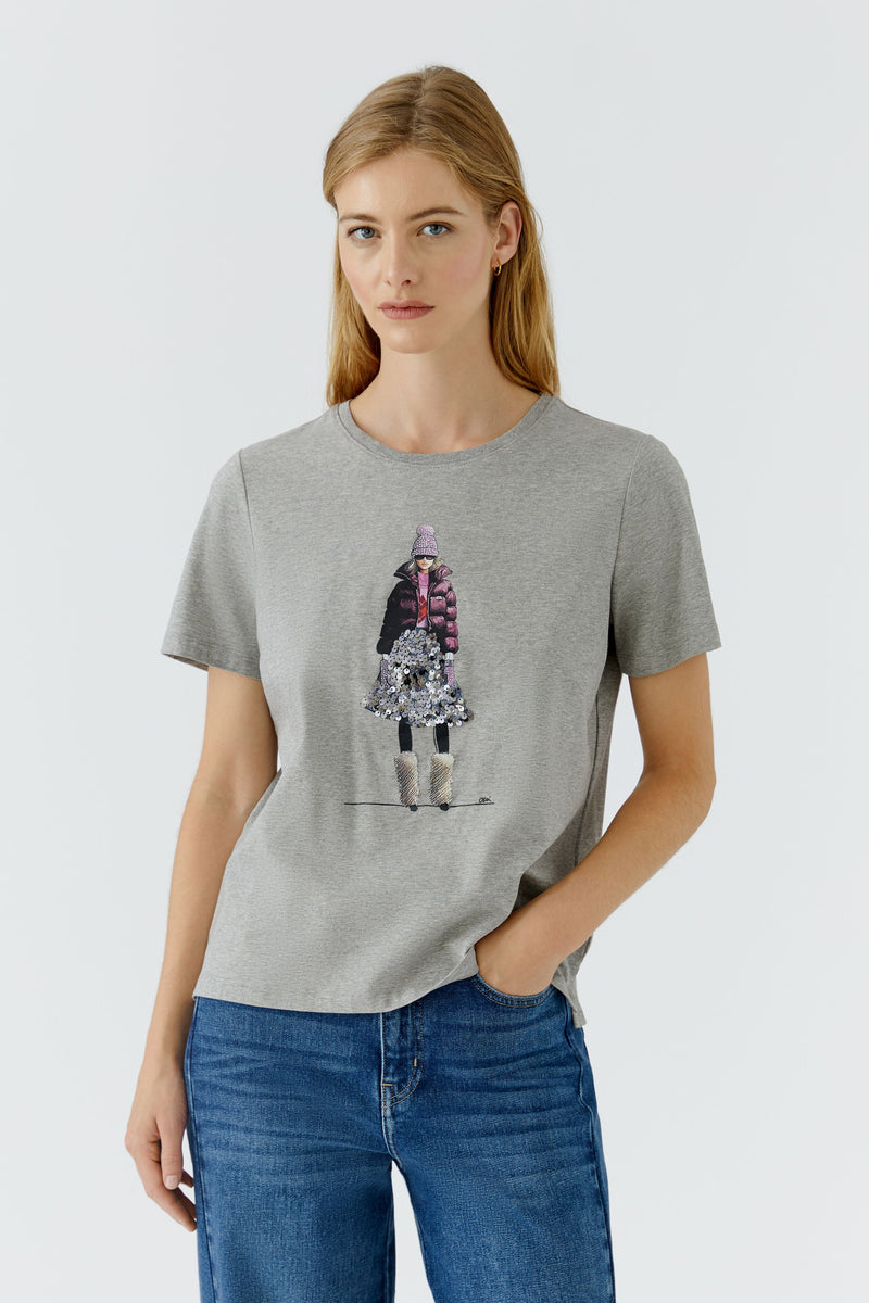 Oui tshirt in Grey with Silhouette