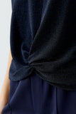 Navy Lurex Top with Know Front