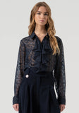 Navy Sheer  Blouse