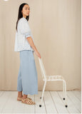 Wide leg 3/4 length trousers with scallop hem detail