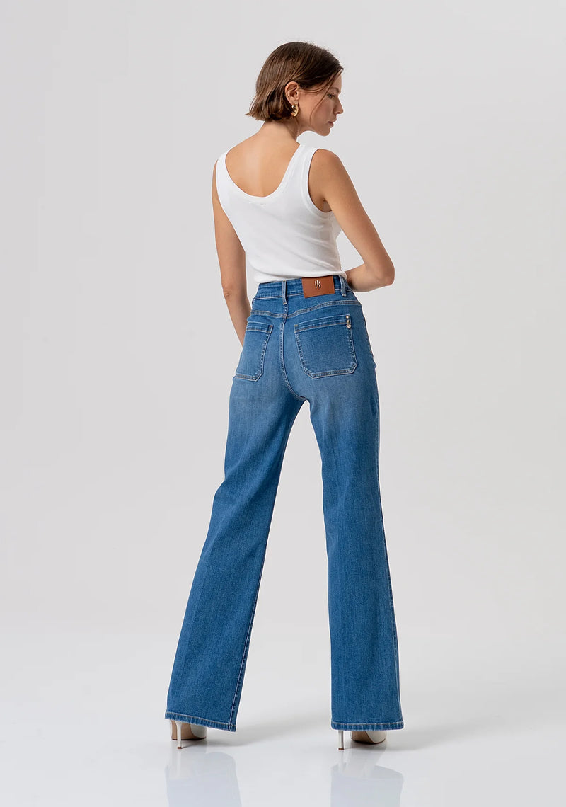 Palazzo flared stone bleached jeans