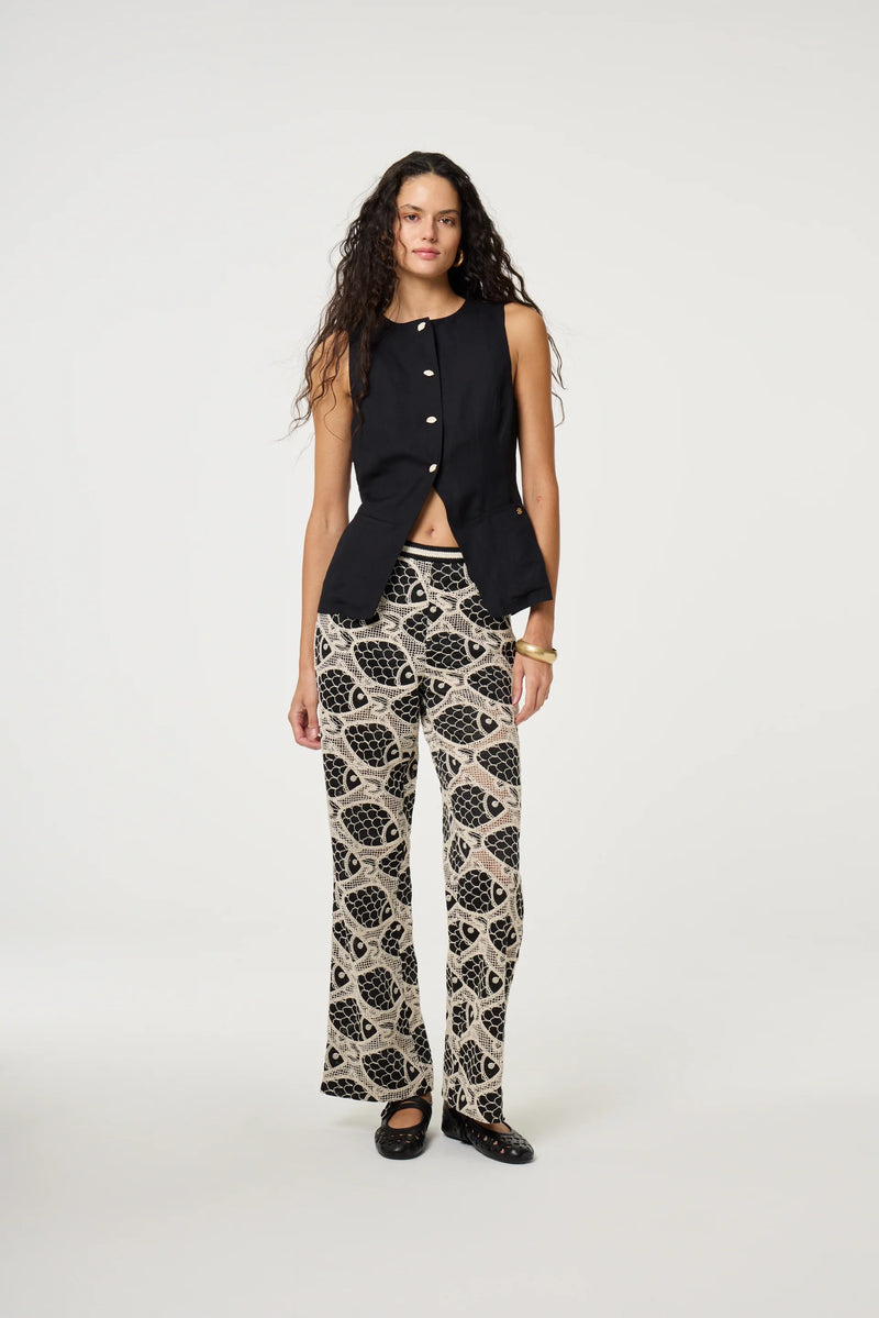 Black high neck waistcoat with attractive buttons