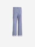 Blue Gingham Trousers with White Lae