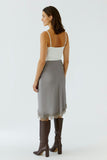 Silver Slip Skirt with asymmetric hem