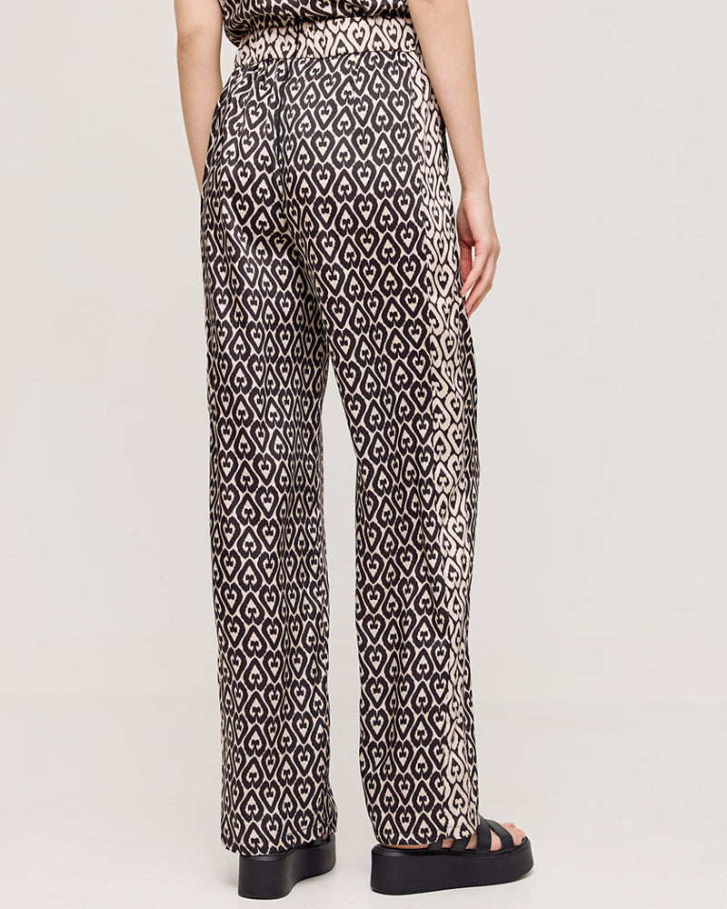 Printed pants with beading