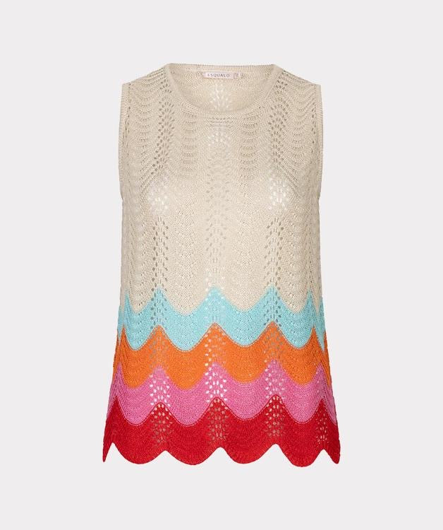 Sleeveless top with colour zig zag