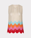 Sleeveless top with colour zig zag