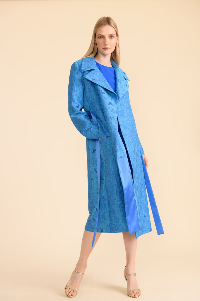 Jules Coat in Blue Jacquard