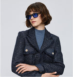 Cropped tweed blazer with lurex details.