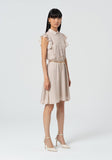 Beige and cream floaty dress with chain belt