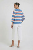 Blue red and white striped sweater