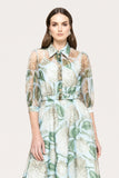 Printed Organza Midi Dress