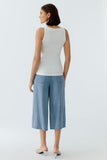 Embroidered off white tank top