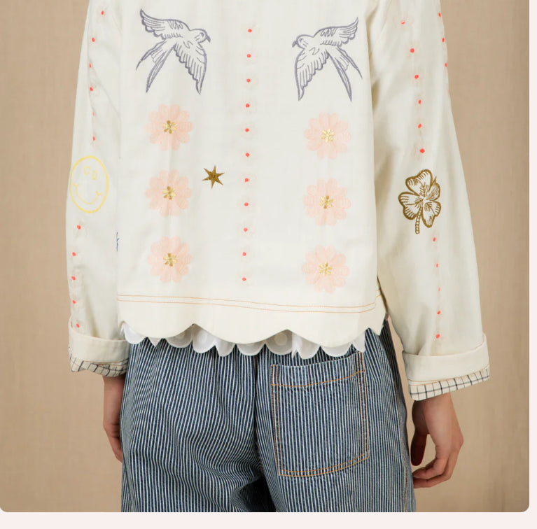 Rosie jacket in ecru with multicoloured embellishments