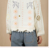 Rosie jacket in ecru with multicoloured embellishments