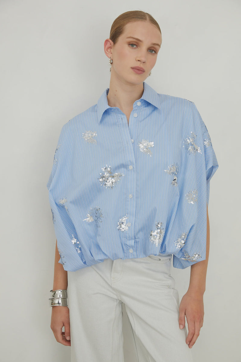 Olyra Blue Striped Shirt